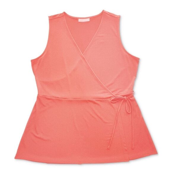 Charter Club Cotton V-Neck Wrap Top Resort Coral M - Picture 1 of 2